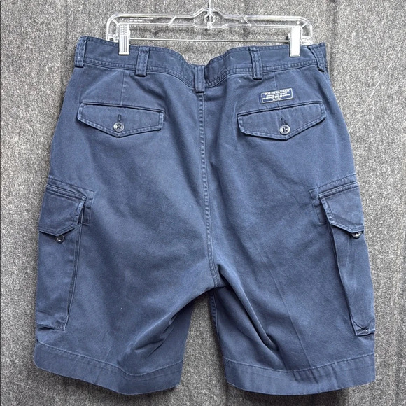 Ralph Lauren Blue Cargo Shorts Practical Cotton Blend - Picture 3 of 5